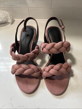 Rebecca Minkoff Mauve Braided Suede Slingback Heels